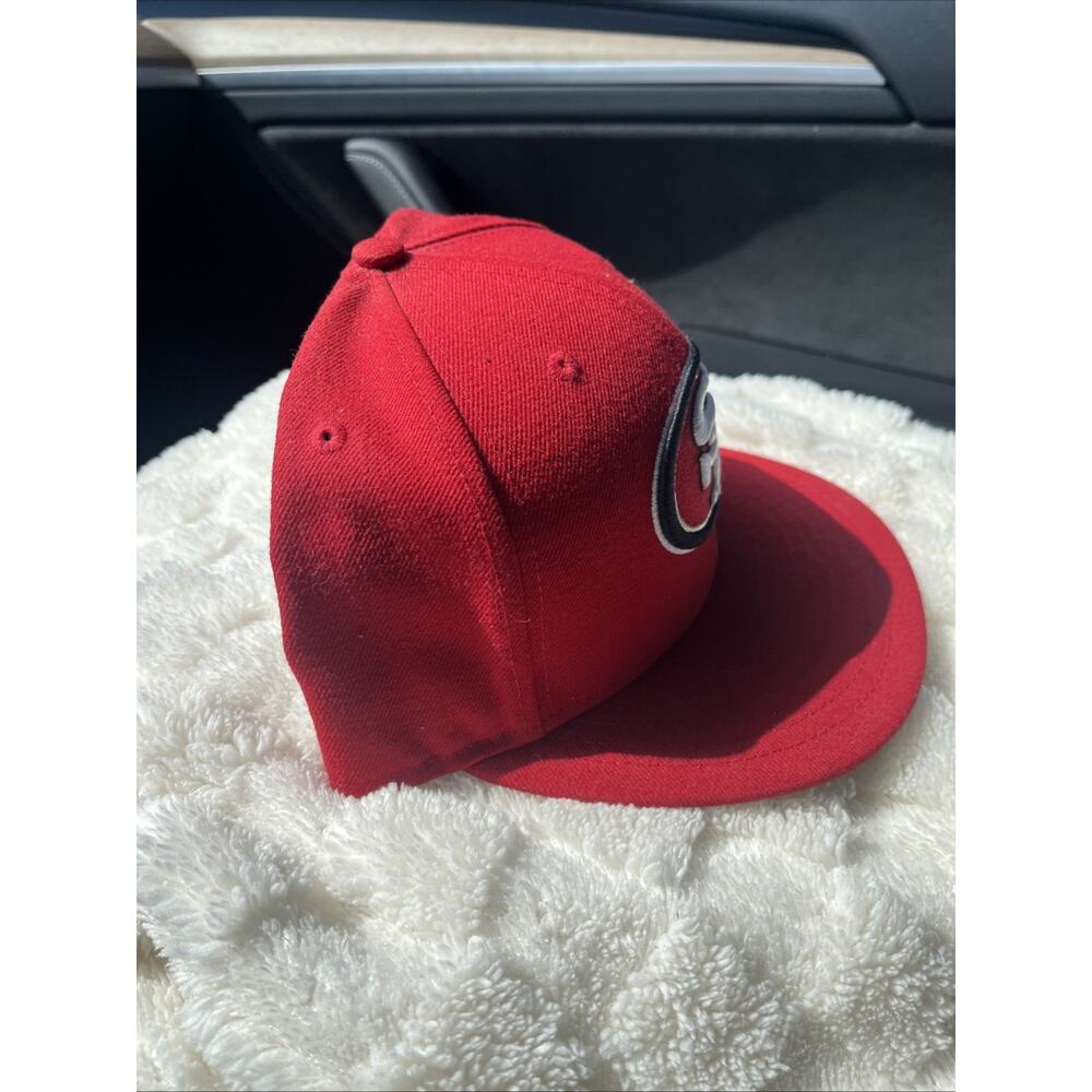 San Francisco 49ers Hat Cap Fitted Size 7 5/8 Red NFL Logo New Era 59fifty - Picture 4 of 8